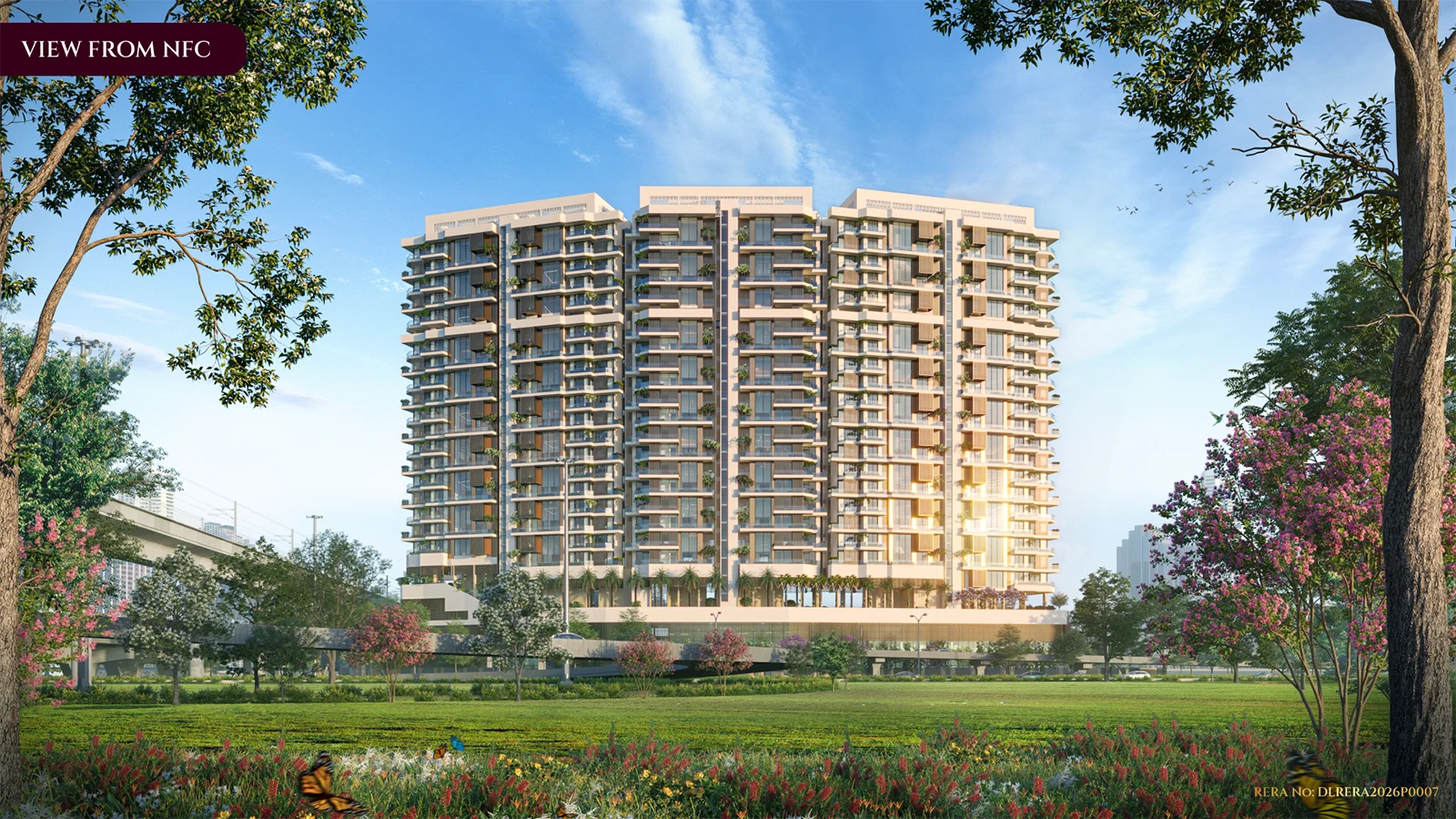 Kreeva Swaranaya residential facade view from New Friends Colony greens